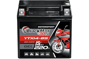 BlackMax YTX14-BS Motorradbatterie GEL 12V 14Ah CTX14-BS 51214 Batterie YTX14-4