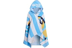 Bluey Hooded Towel Boys Girls Poncho 100% Cotton Kids Beach Towel Bath Towel Swimming Wrap Changing Robe