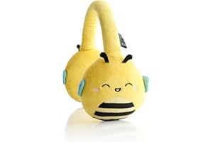 Squishmallows Sunny The Bee - Auriculares Bluetooth de felpa con micrófono integrado para hacer y recibir llamadas. Rango Bluetooth de 10 metros, control de volumen, almohadillas de felpa suave con