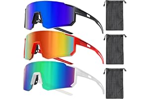 Esshogo Sportsolglasögon, 3 stycken, UV400, polariserade, vindtät, för racingcykel, löparglasögon för utomhusaktiviteter
