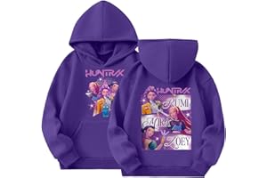 Generico Huntr/x Felpa Bambina con Cappuccio Huntrix K-Pop D-Demon H-Hunters Streetwear con Stampa a Cartone Animato Ragazzi e Ragazze Y2K per Bambine e Adolescenti Moda Casual Manica Lunga