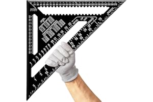 Senbaler 12 Pouces Equerre Menuisier en Alliage D'aluminium, Regle Triangle Métrique pour Mesure D'angle Charpentiers Ingénieurs (Noir)