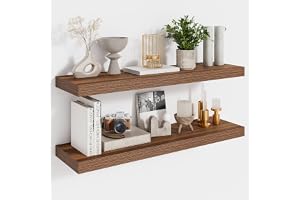 Feihorrm svävande hylla, set om 2, vägghylla valnöt, 60 cm hylla, hylla vägg