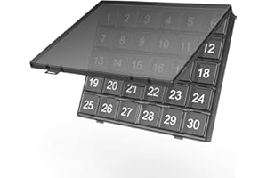 DOHIMGIO Monthly Pill Organiser Once a Day - 30 Day Pill Organiser Box - Easy to Open - Large Compartments Portable Case for Travel, Month Pill Cases Medicine Organiser (L) (Black)