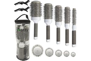 Aozzy Brosse Ronde Brushing Professionnelle, 5 Tailles Cylindre céramique antistatique Brosse à cheveux Pour chauffage uniforme, Cheveux Bouclés, Lissage des Cheveux, Coiffage.