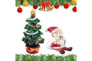 GEPAS Decorazione natalizia in miniatura, decorazione natalizia, mini albero di Natale, Babbo Natale, acquario ornamento, 2 pezzi, in resina, per acquario, decorazione da tavolo