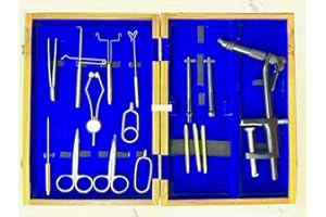 Olax Fly Tying Kit with Vise, Whip Finisher, Bodkin, Plier, Scissors in a Wooden Box