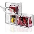 3Pack Clear Plastic Handbag Storage Organizer for Closet, Acrylic Display Case for Handbag and Purse, Book, Toys Organization and Display