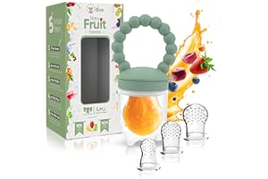 O'DOE O’doe Baby Fruit Feeder | Teething Dummy & Baby Food Feeder Pacifier with 1 Feeder and 3 Nipples | BPA-Free, Food-Grade Fruit Feeder for Babies | Weaning Dummy (Green)