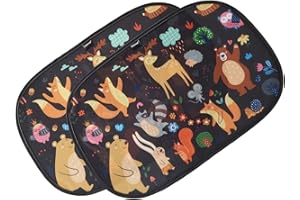 Enovoe 2 Pack Animals Cartoon Car Window Sun Shades for Kids - 21"x14" - Baby Sun Shades - Glare & UV Rays Protection Car Window Shades for Your Child, Suitable for SUVs, Minivans & Full Size Cars