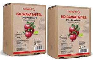 2 x 5 liter ekologisk granatäpple direktjuice, 100 % granatäpplejuice, ekologisk, kallpressad