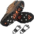 Folanda Ice Snow Grips for Shoes and Boots, Non Slip Gripper Spikes Shoe Cover with 8 Steel Studs Crampons, Durable Walk Traction Cleats for Hiking Mountaineering Skiing Winter Sports(M)
