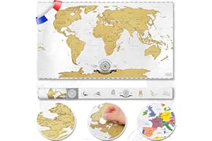 GOODS+GADGETS Scrape Off World map - carte du monde à gratter; poster XXL carte du monde à gratter avec vernis premium d'Allemagne 82 x 45 cm