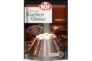 RUF Kuchen-Glasur Kakao Feinherb im Beutel, mit 35% Kakaoanteil, zum Glasieren & Dekorieren von Kuchen & Torten, glutenfrei, vegan, 1x100 g