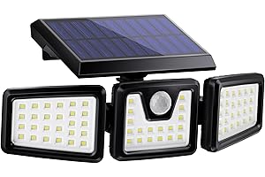 KIBTOY Luz Solar Exterior con 70 LED Potentes, Foco Solar con Sensor de Movimiento, Rango de Illumination de 270°, IP65 Luz Solar para Jardin, Garajes, Caminos, Puertas Delanteras