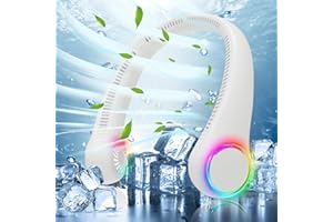 WOWGO Ventilateur de Cou,Portable Ventilateur, Mini Ventilateur USB,4000 mAh Ventilateur Sans Pale,Batterie Ventilateur Puissant et Silencieux,3 Vitessespour l'extérieur Camping Office Room