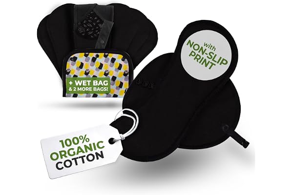 Protèges Slip Lavables Réutilisables en Coton Bio avec Imprimé Antidérapant pour Pertes Blanches (S, x7); Lavables à Haute T°, 100% Respirants, Hygiène Féminine pour Usage Quotidien (Sans PUL)
