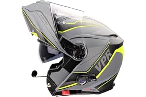 ViPER RSV171 Bluetooth Flip up Motorcycle Motorbike Bike Crash Helmets With Drop-Down Sun Visor Helmet ECE 22.06 Approved Unisex Adult Racing Touring Cruising Bike Wear