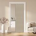 AJAZZ 100%Blackout Magnetic Door Curtain Pleated Door Curtain Folding Door Accordion Door Closet Door Curtain Invisible Applicable Bedroom Room Living Room Doorway （Cream yellow 52" W x 78" L) 1 Panel