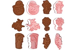 Yisscen Set di 6 Formine per Biscotti Halloween, Stampi per Biscotti 3D Riutilizzabile Timbro per Biscotti per DIY Cookie Biscotti Torte - Rosa