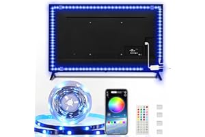 Enteenly Tira LED TV 5m, Luces LED Retroiluminación de TV RGB 5050 LED USB con Aplicación y Control Remoto para TV de 55–75 Pulgadas, Cine en Casa, Dormitorio