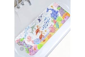 Moocuca Alfombra Bañera Antideslizante 100 x 40cm, Alfombra Antideslizante Bañera con 200 Ventosas Fuertes, Alfombrilla Bañera para Bañera o Ducha