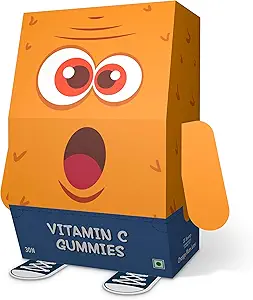 mambajamba Natural Orange Vitamin C & Zinc Vegan Gummies for Kids, with Essential Vitamins and Minerals for Immunity Boost, Skincare, Antioxidants & Complete Nutrition Needs, 30 Gummy Bears, 1 daily