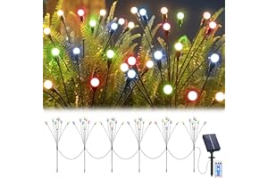 ‎JIMACRO JIMACRO Solar Garten Dekorative Lichter, 6 Stück 8 LEDs Glühwürmchen Lichter Solar Außen, Wasserdicht Glühwürmchen Leuchte mit 8 Beleuchtungsmodi für Fußweg Yard Patio Walkway