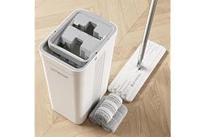 ‎JOYMOOP JOYMOOP Mopp und Eimer mit Wringer Set für Zuhause, Flaches Mopp- und Eimersystem, Mopps für Bodenreinigung und Wandreiniger, mit 3 wiederverwendbaren Mikrofaser-Mopp-Pads