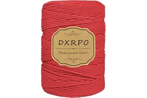 DXRPO Macrame Corda 3 mm x 300 m, macramè Filo Naturale, Macrame Corda per Appendiabiti per Fiori in Macrame, DIY Knitting Craft, Home Decor Camera da Letto e Decorazioni Nuziali(Rosso)