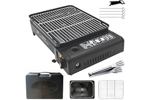 YINLEADER Portable Gas BBQ Camping Grill Set, Grill Dish, BBQ Net, with suitcase (Not included gas tank)