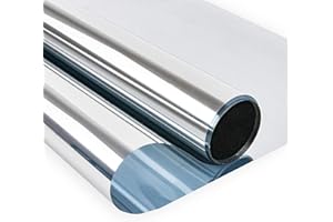 Zindoo Film fenetre Anti Regard Film Miroir Fenêtre sans Tain 59.5×400CM Anti Chaleur Anti UV Protection de la Vie Privée pour Fenêtre Bureau Maison Magasin Argent