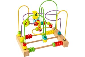 Wowow Toys WoodWorks Sottobicchiere di perline | Labirinto di perline in legno con abaco in legno Sviluppo precoce e attività Giocattoli per bambini Seggiolone per bambine Ragazzi dai 18 mesi in su