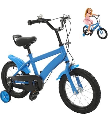 Vélo Enfant 14 Pouces Avec Roues Stabilisatrices – Pour Garçons Et Filles De 3 à 6 Ans, Cadre Acier, Double Frein, Cadeau Idéal