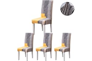 ARNTY Pokrowce na krzesła do jadalni, nowoczesny elastyczny pokrowiec na krzesło, trwały pokrowiec na krzesło, do dekoracji ślubnej, hotelu, restauracji (szary i pomarańczowy, 4 sztuki)