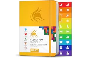 Agenda quotidien Clever Fox - Le meilleur agenda et calendrier quotidien pour stimuler la productivité, le bonheur et atteindre vos objectifs - Organisateur - A5, non daté - Jaune Ambré