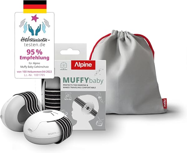 Alpine Muffy - Baby Ear Protection - CE & ANSI Certified - Soft & Comfortable Noise Cancelling Headphone up to 36 Months - Newborn Essentials Ear Muffs for Hearing Protection - Black - 1