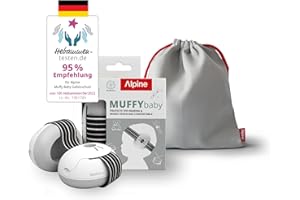 Alpine Muffy Baby - Hearing Protection for Babies up to 36 Months - 23dB - Baby Noise Protection Headphones prevent Hearing Damage and improve Sleep on the go - Adjustable Headband - Black