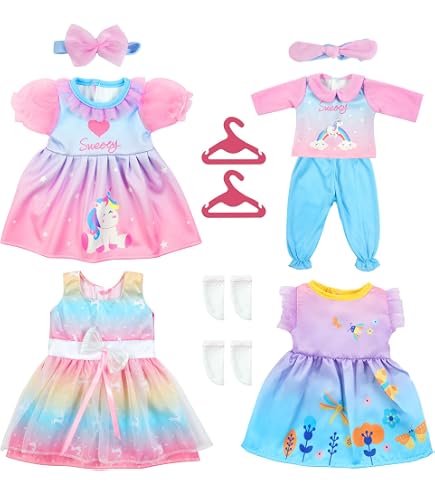 MHDUYEG Vestiti Bambole Reborn, Rosa Vestiti Bambole Coniglio Dei Cartoni Vestiti Per Bambole Accessori Bambole Con Cappello Pantaloni a Maniche Lunghe, per Bambole 35-43 cm(Bambola Non Inclusa