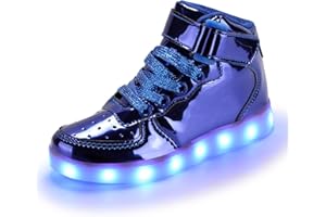 PADGENE Chaussures Enfants Garçon Fille Basket LED Lumineuse 7 Couleurs Clignotants USB Rechargeable Securité Mode