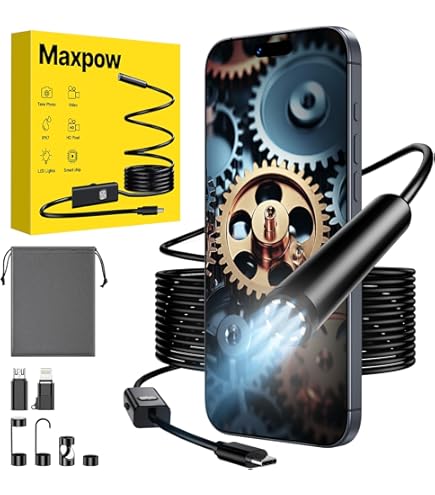 Ruycllo Endoscoop Camera 1920P – 8 Mm Lens, 5 M Kabel, IP67 Waterdicht, Voor Android/iOS
