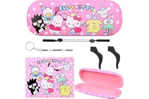 DIKLEY Lovely Cartoon Hard Shell Eyeglasses Cases Girl Protective Case Storage Box With Glasses Cloth Eyeglass Strap for Teen