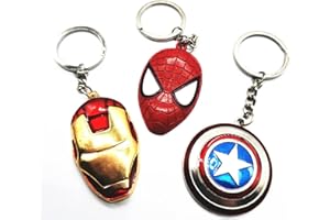 Guanyj 3 Pcs Marvel Porte-clés,The Avengers Pendentif Porte-clés,Porte-clés en Métal,Spiderman, Iron Man, Captain America pour Décorer des Sacs à Dos, des Clés de Voiture Rouge 5.7 x 3.3 cm