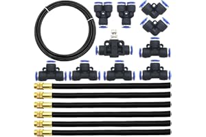 CESFONJER 5M PE Manguera de aire + 6 Pcs Boquilla de inserción rápida ajustable en todas las direcciones, Riego, riego de flores, micro - boquilla nueva boquilla + 10 Pcs conector neumático