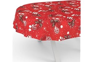 ANRO Mantel navideño Lavable, Efecto Loto, Impermeable, fácil de Limpiar, algodón, poliéster, Rojo, Ovalado, 180 x 140 cm