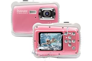 ISHARE Digital Camera for Kids,Point and Shoot Cameras with PC Webcam and Picture Editing Function,8X Digital Zoom 21MP Waterproof Digital Camera for Kids/Elderly/Beginners(Pink)
