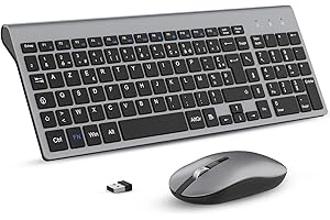 Ensemble Clavier et Souris sans Fil, cimetech Claiver AZERTY Français, Pack Clavier et Souris, Set Silencieux avec Récepteur Nano USB 2.4GHz, Compatible avec Windows/MacOS, Windows PC Laptop - Gris