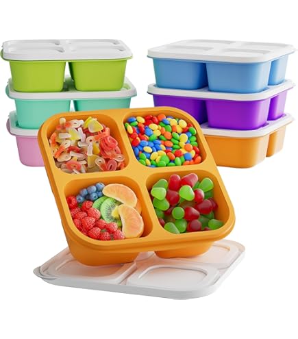 AVLA 10er Set Bento-Snack-Boxen – Wiederverwendbar, 4 Fächer, Stapelbar Für Schule & Arbeit