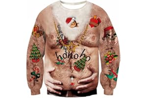 NebulaGlam Hässliche Weihnachtpullover Herren Damen 3D Lange Ärmel Ugly Christmas Pullover Lustiges Sweatshirt Langarm Weihnachten Jumper