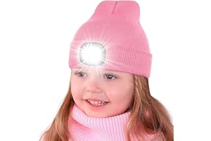 Danolt Mütze mit LED Licht Kinder Erwachsene 3 Lichtmodi, 5 LEDs Strickmütze Wintermütze Beanie Geschenke für Mädchen Jungen Frauen Männer